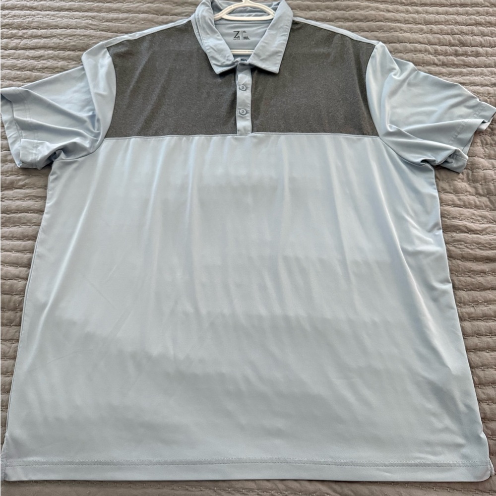 Zella Gray and Black Polo Shirt with Color Block Design
